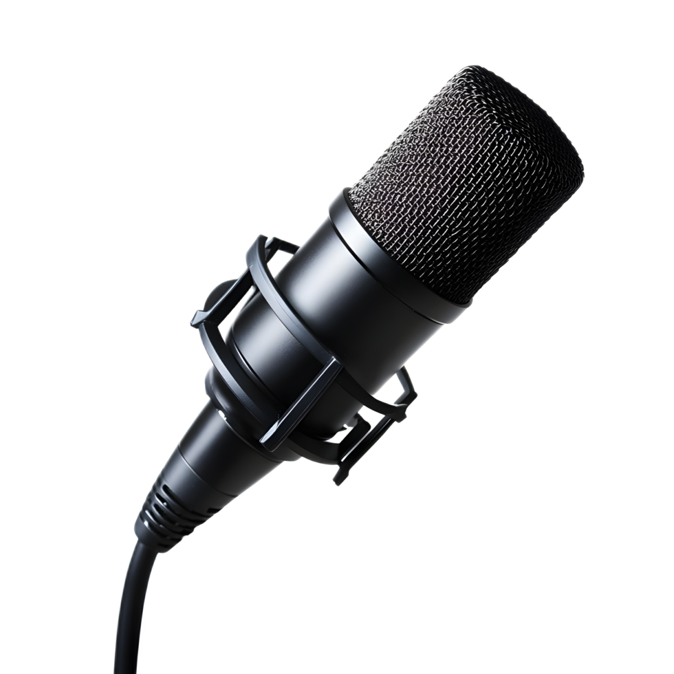 Black Studio Microphone for Broadcast Recording and Communication png