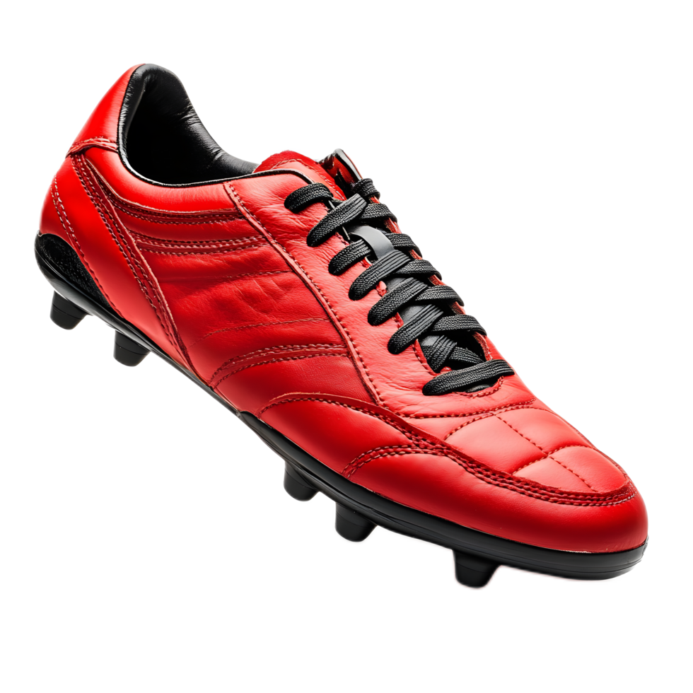 High Performance Red and Black Soccer Cleats for Intense Field Play png