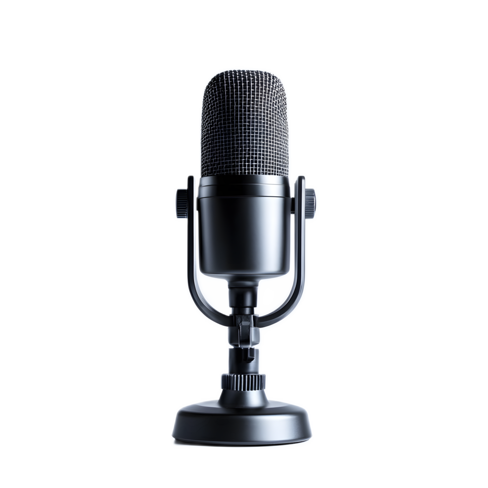 Professional Black Studio Microphone on White Background png