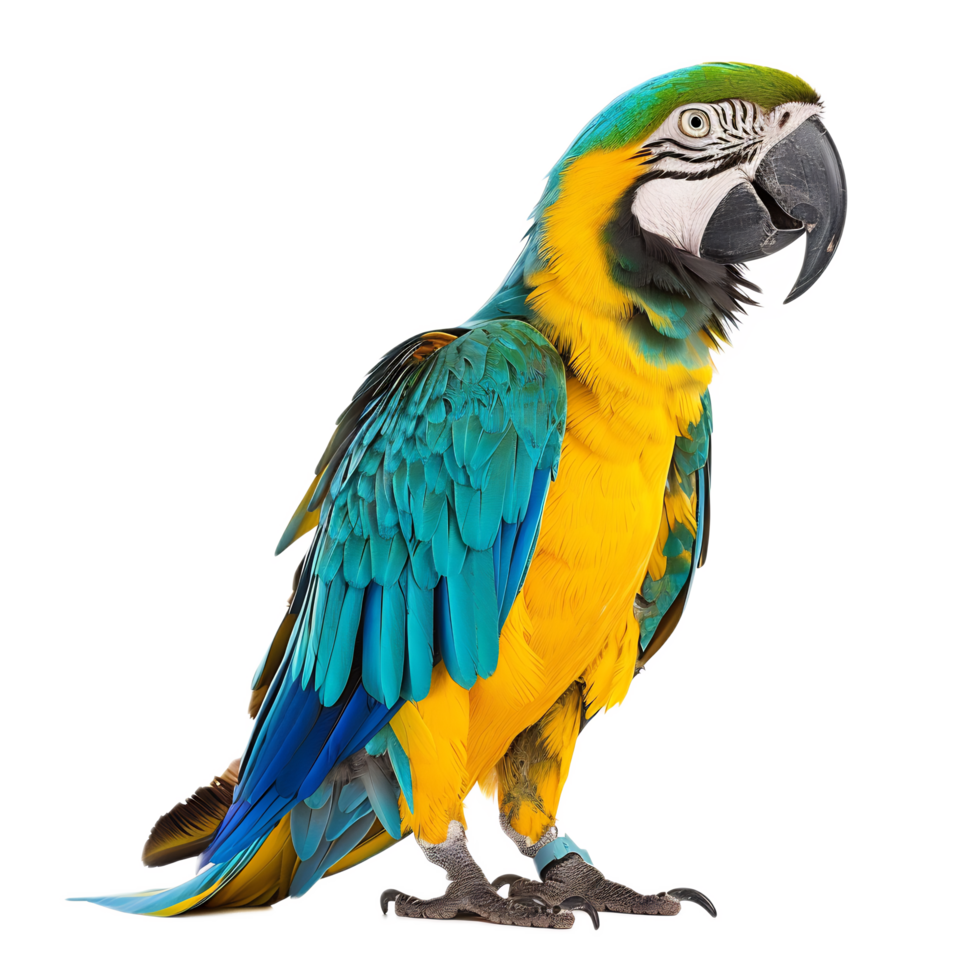 Stunning Macaw Parrot Perched in Lush Tropical Environment png