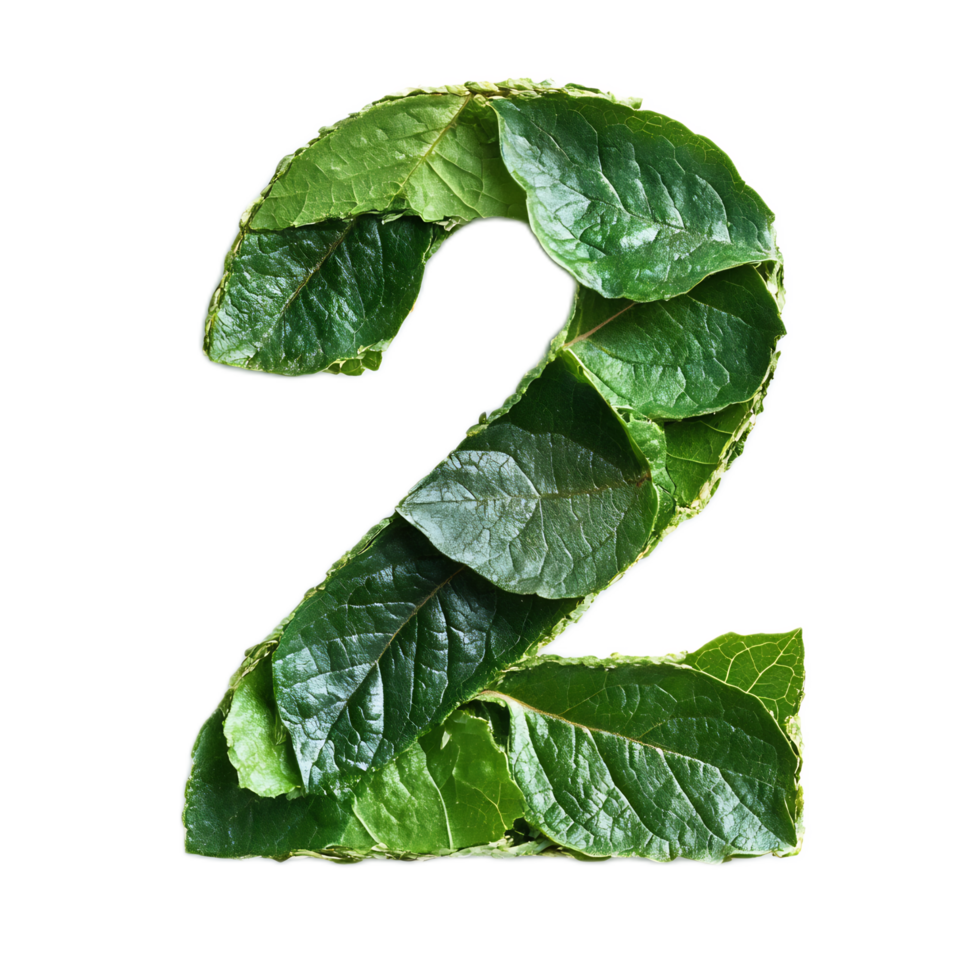 Stylized Leaf Forming the Number Two in a Natural Green Environment png
