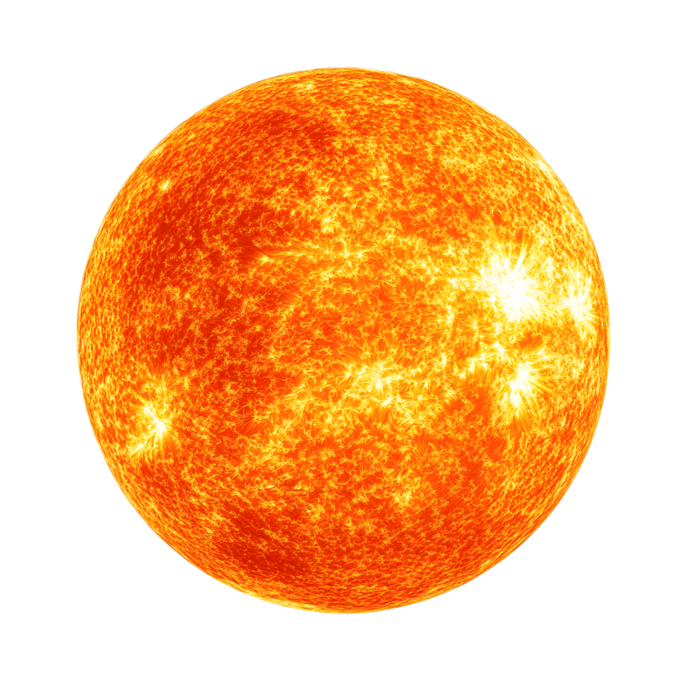 Glowing Fiery Orb of Scorching Solar Energy in the Celestial Landscape png
