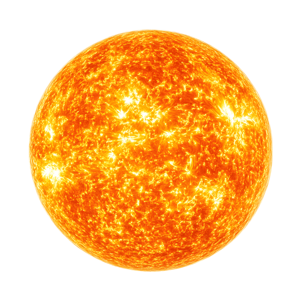 Radiant Solar Sphere Glowing with Nuclear Fusion Energy in the Cosmos png