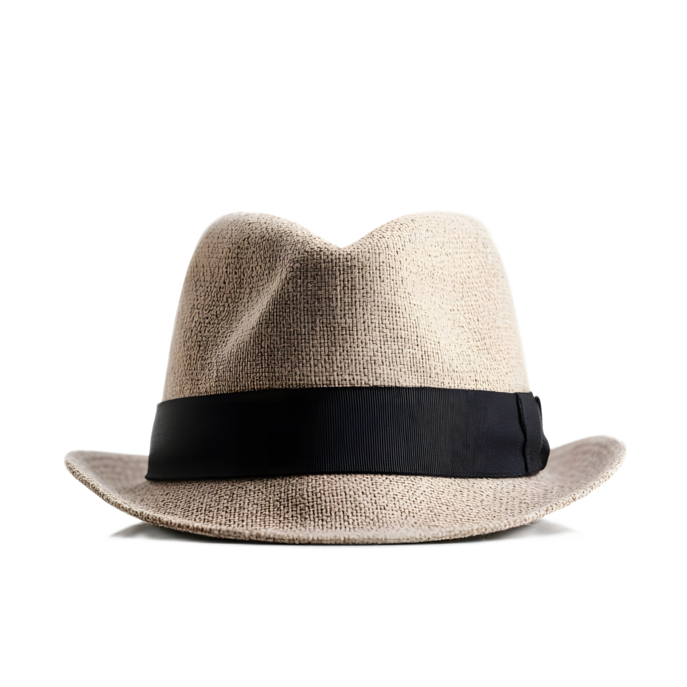 Stylish and Refined Beige Felt Fedora Hat with a Classic Design and Neutral Tones for Versatile Wear png
