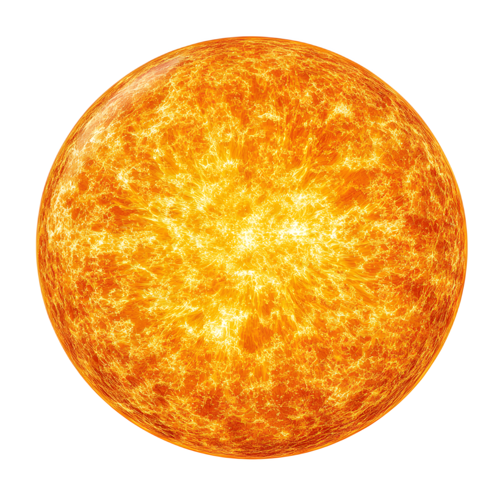 Vivid Fiery Sun Orb Shining Brightly in Cosmic Space png