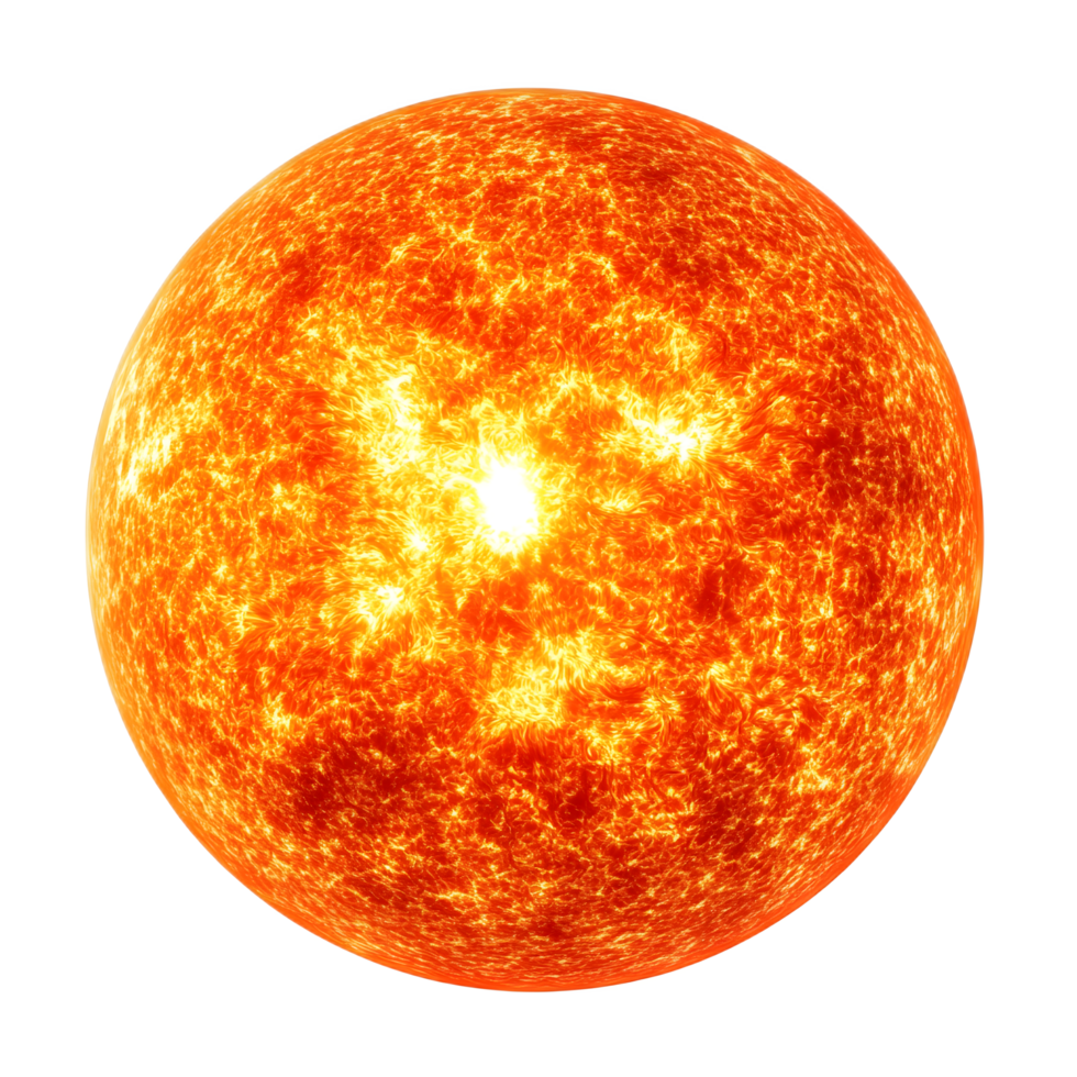 Glowing Fiery Solar Orb in the Cosmic Universe Shining Luminous Celestial Sphere of Nuclear Fusion Energy png