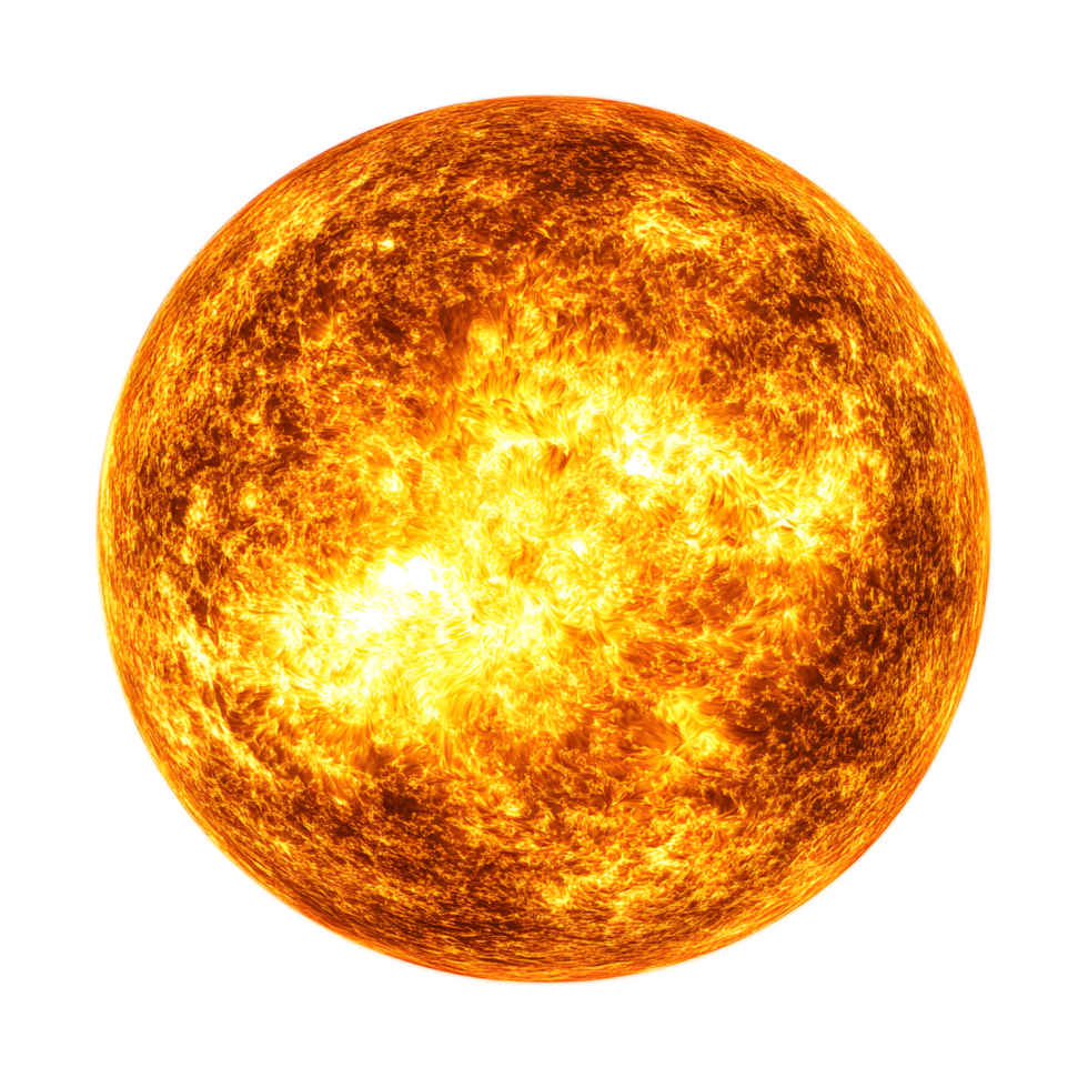 Glowing Orb of Radiant Celestial Energy Detailed Image of Shining Sun in Outer Space png