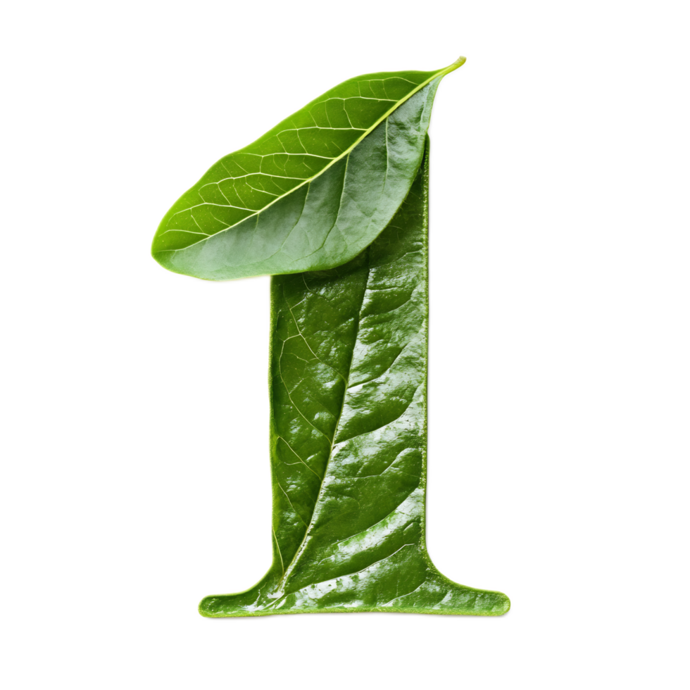 Stylized Leaf Forming Number One with Green Natural Environment Concept png