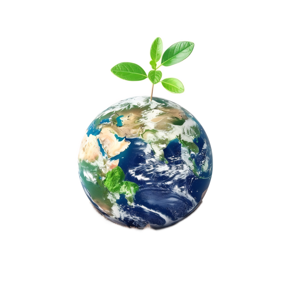 Sustainable Growth for a Greener Future - Earth as Seedling on Globe png