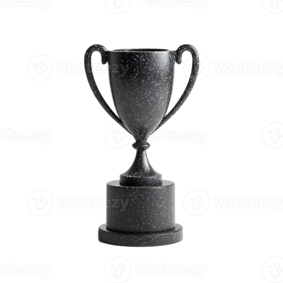 Elegant Black Glass and Silver Trophy on Pedestal for Sports or Business Competition Victory png