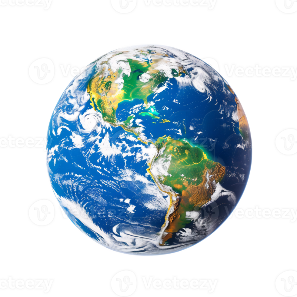 Vibrant 3D Rendering of Planet Earth Showcasing Continents and Oceans png
