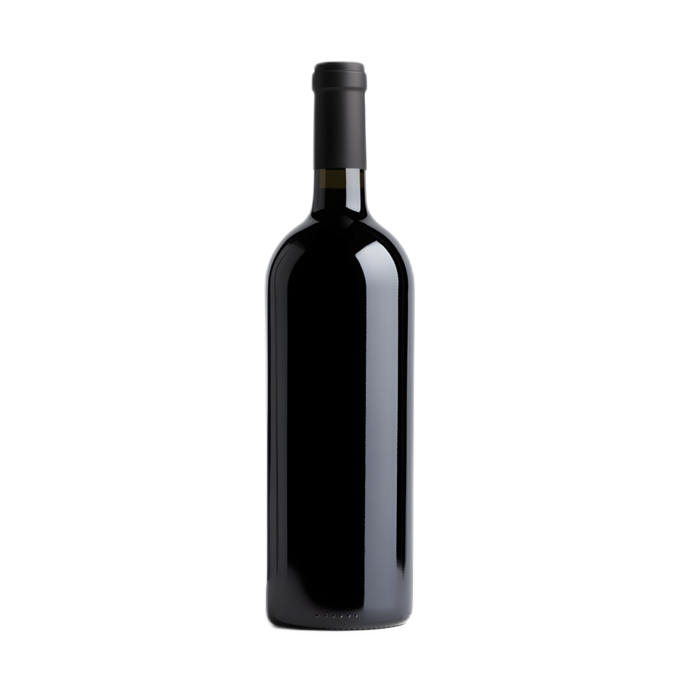 Elegant Black Wine Bottle on White Background for Alcohol Brand Design png