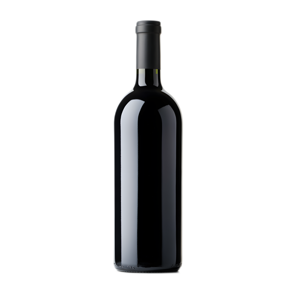Elegant Dark Red Wine Bottle with Transparent Glass Container for Upscale Dining or png