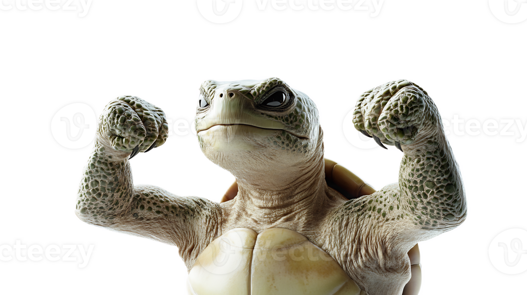 Muscular Turtle in Fighting Pose Showcasing Physical Strength png