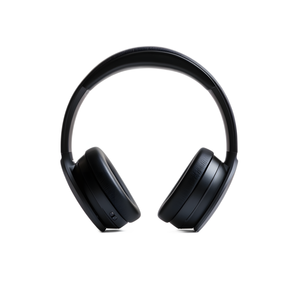 Sleek Black Wireless Headphones on Transparent Background png