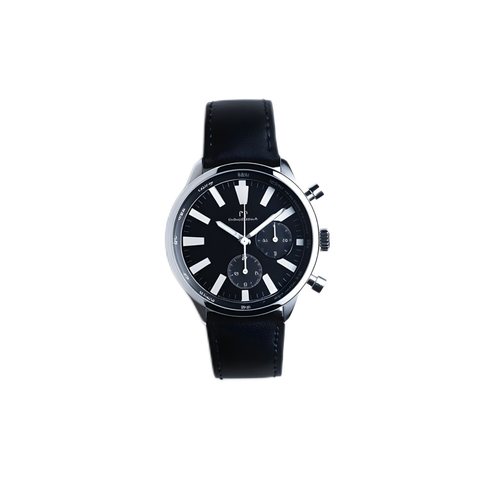 Sleek and Sophisticated Monochrome Wristwatch with Minimalist Design and Precise Quartz Movement png