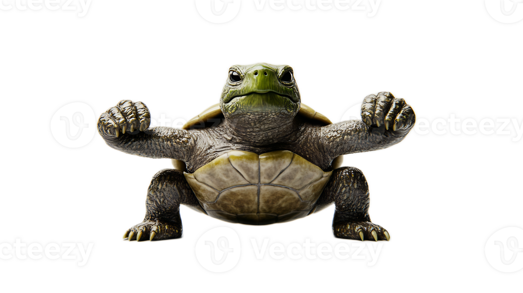 Powerful Turtle Flexing Arms in Fierce Fighting Pose Symbolizing Strength and Aggression png