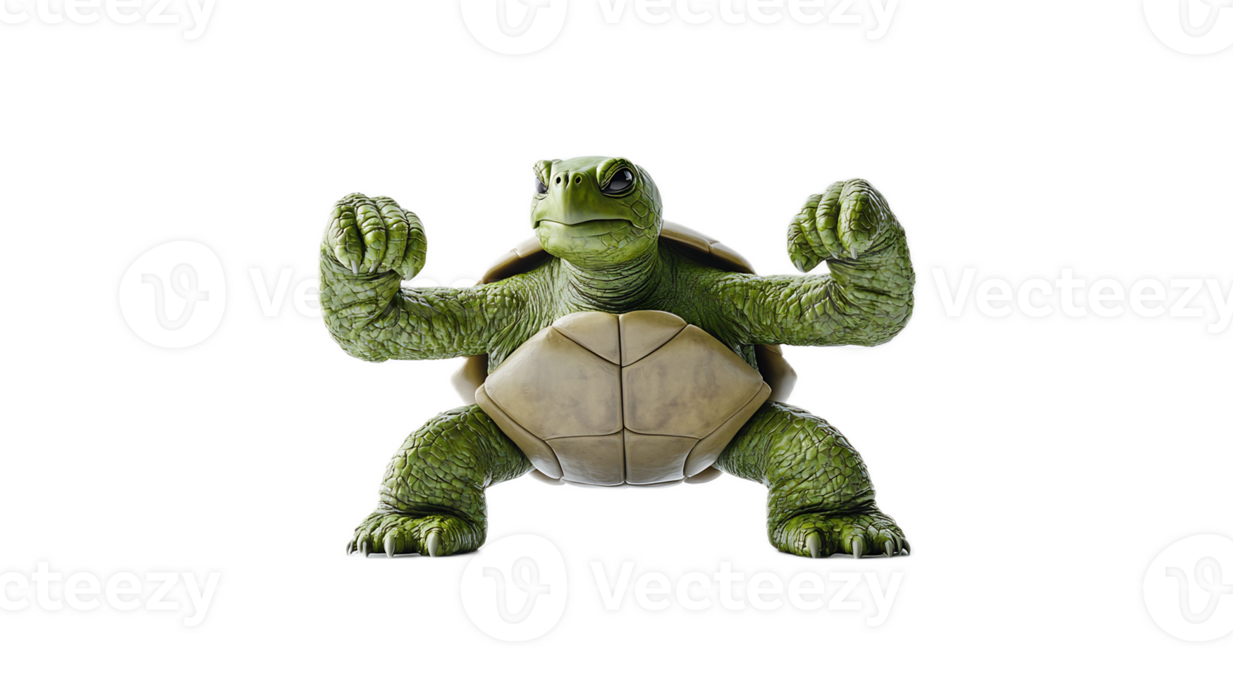 Muscular Turtle Flexing Arms in Fierce Fighting Pose Symbolizing Strength and Power png