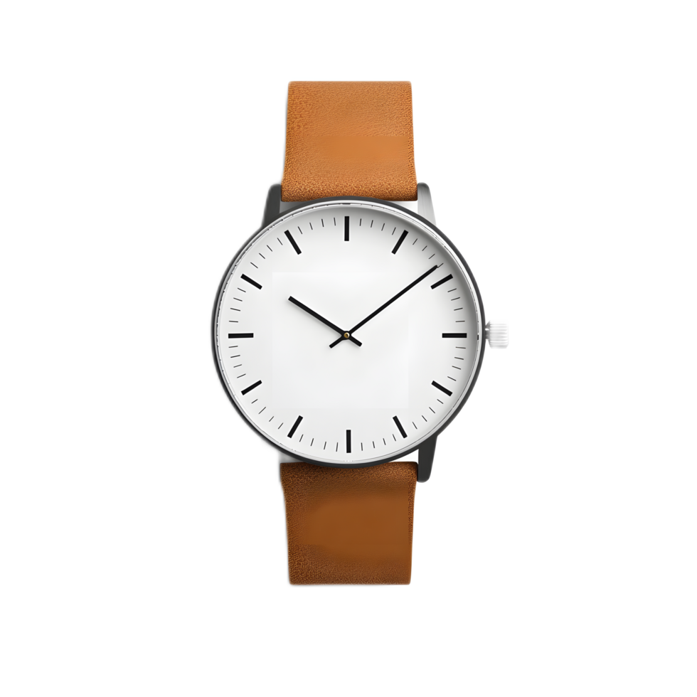 Minimalist Analog Wristwatch with Leather Strap Sleek and Elegant Timepiece for Modern Lifestyle png