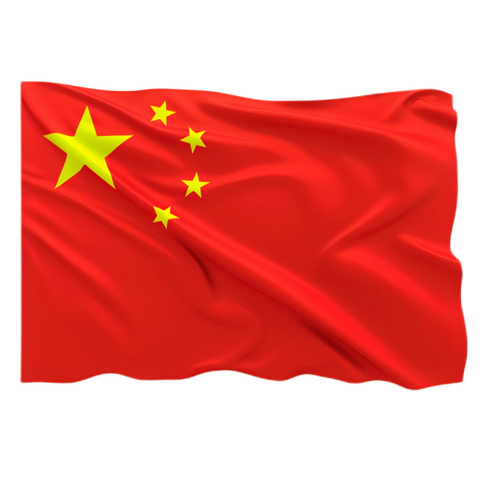 Waving Chinese National Flag with Red and Yellow Solid Colors and Five Stars png