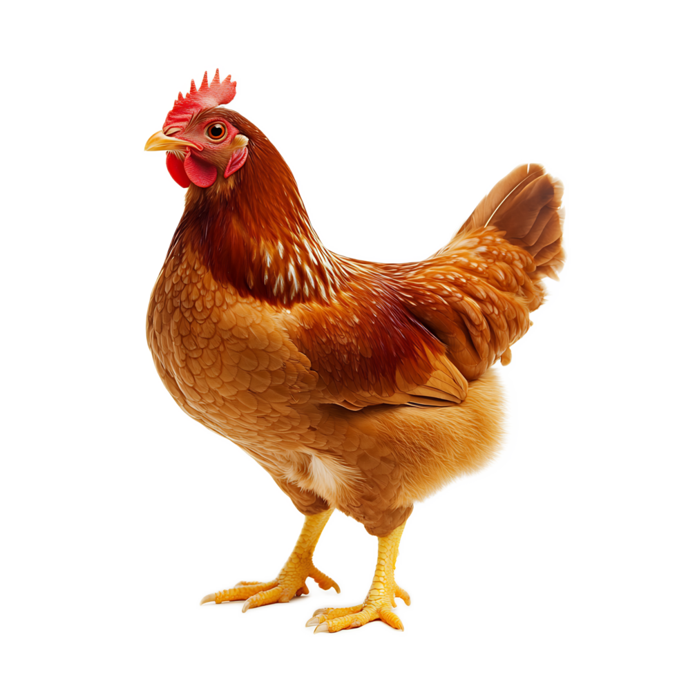 Vibrant Rooster Standing Proud on White Background png