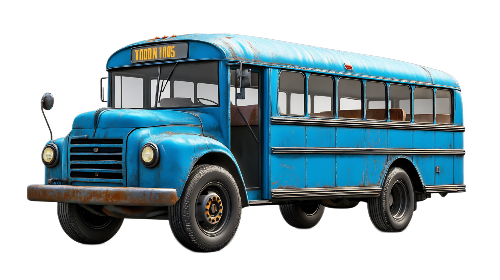 Vintage Blue School Bus on Road for Educational Trips and Commuting png