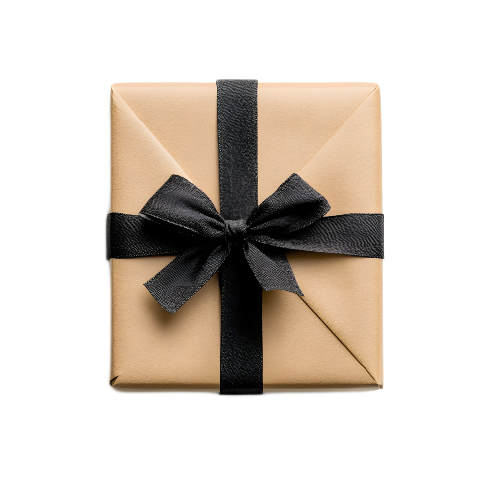 Elegantly Wrapped Gift Box with Decorative Bow for Festive Occasions png