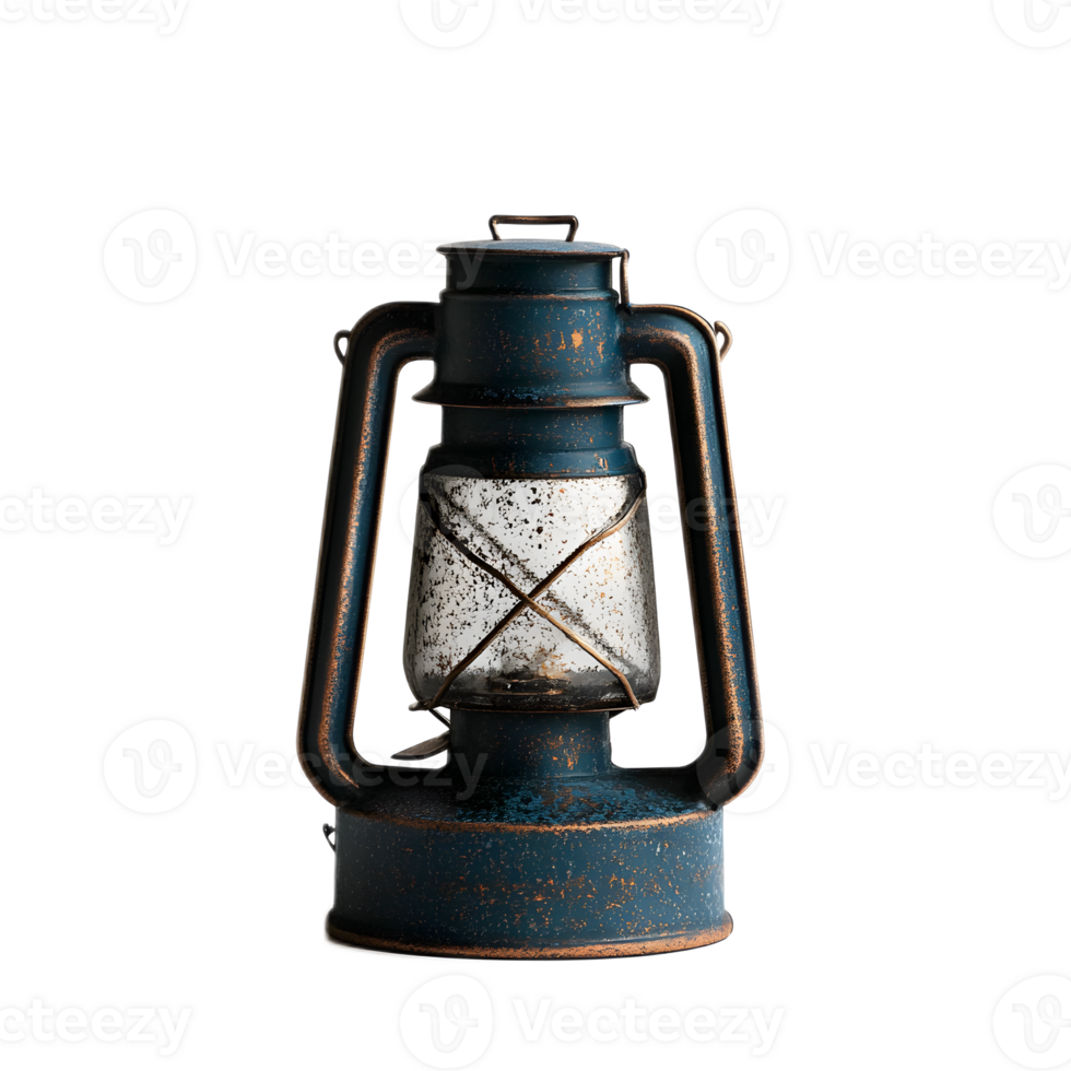 Vintage Kerosene Lantern in Rustic Outdoor Setting with Warm Glow Illumination png