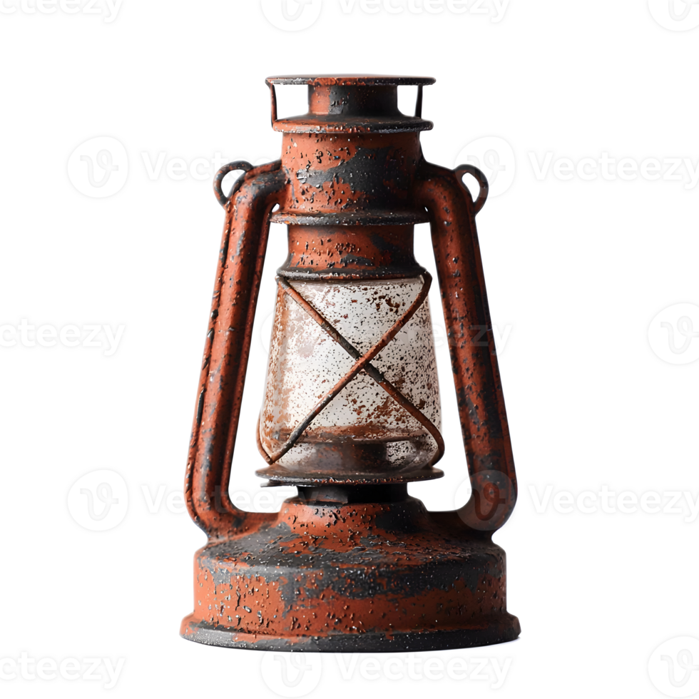 Vintage Rustic Antique Lantern with Warm Glowing Flame and Atmospheric Lighting png