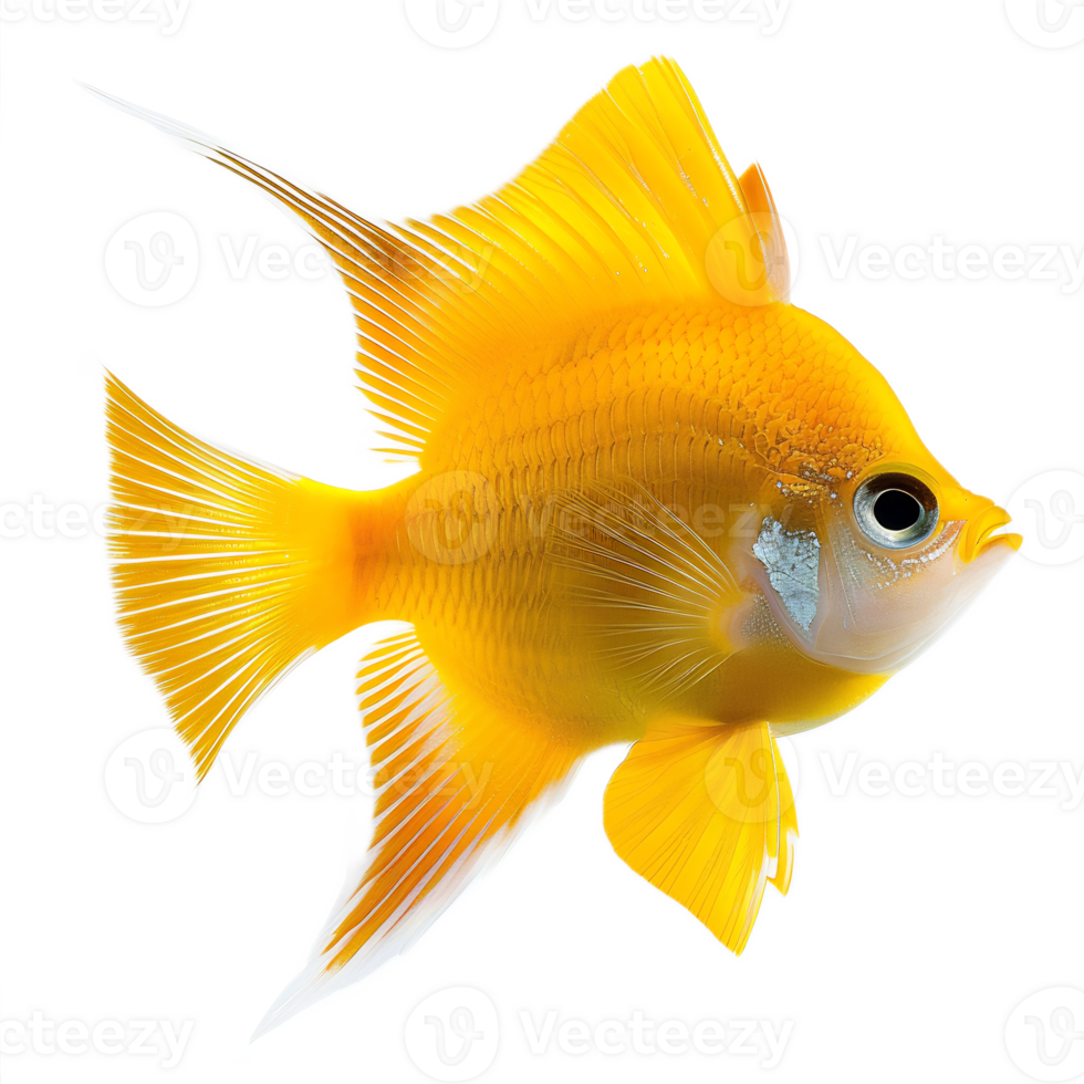 Vibrant Golden Tropical Fish Swimming Gracefully in Underwater Environment png