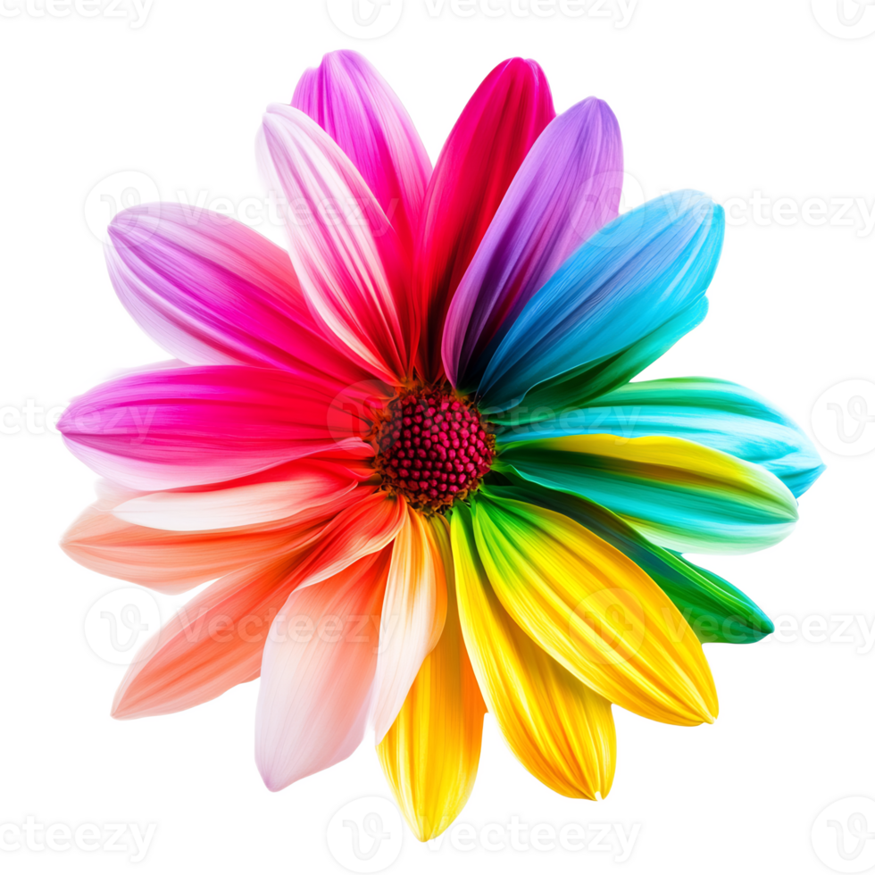 Vibrant Multicolored Daisy Flower Petals with Captivating Botanical Design png