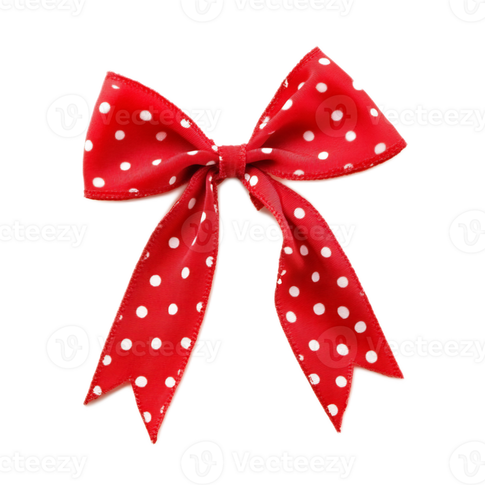 Vibrant Red and White Polka Dot Bow Ribbon for Holiday and png