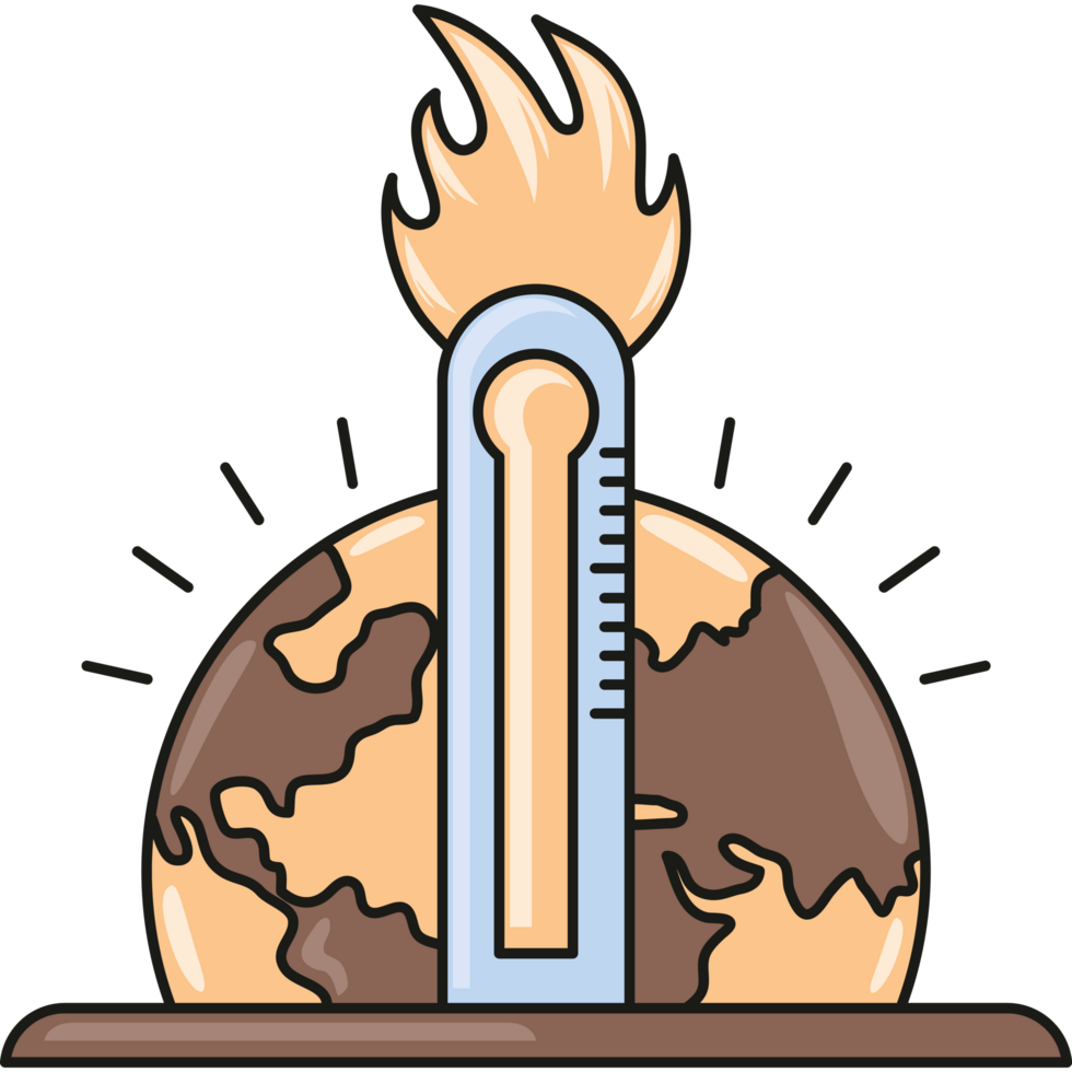 climate change thermometer near the globe png