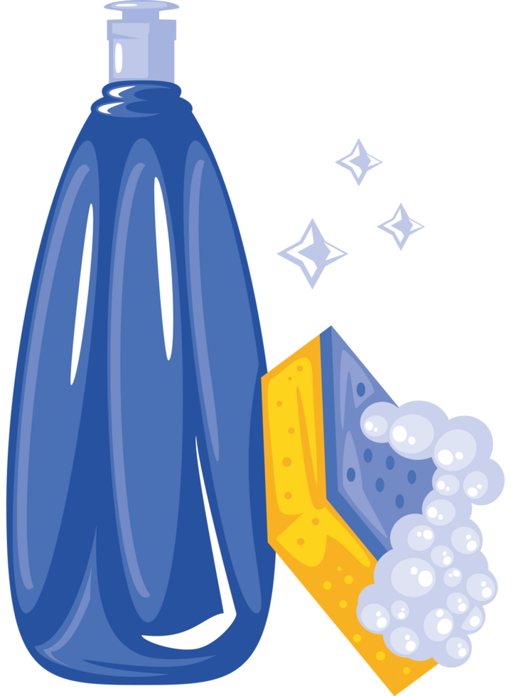 chemical clean spray bottle and sponge png