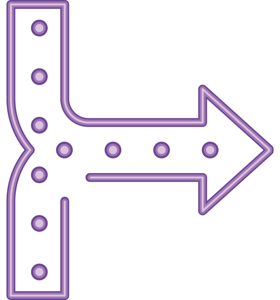 bright purple color neon light arrow png