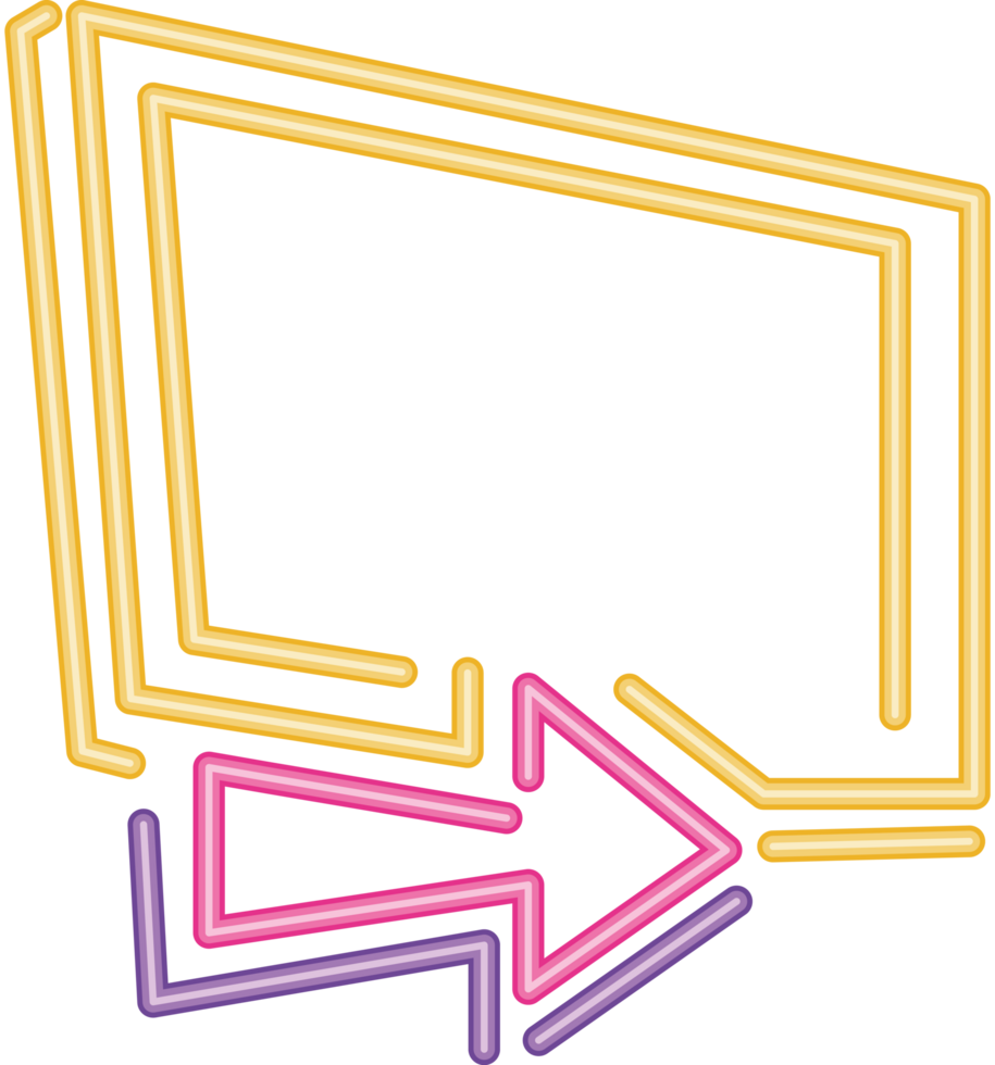 rectangle and arrow neon light label png