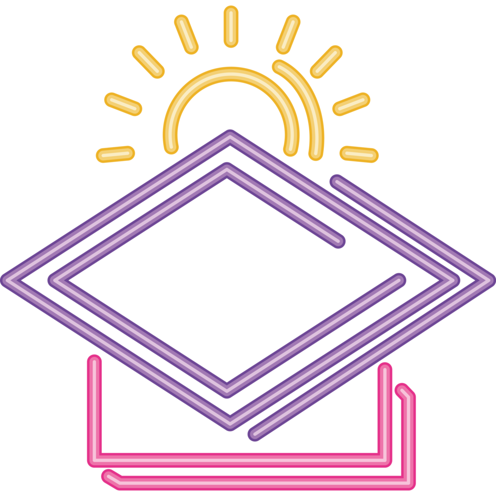 sun and rhomb neon light label png
