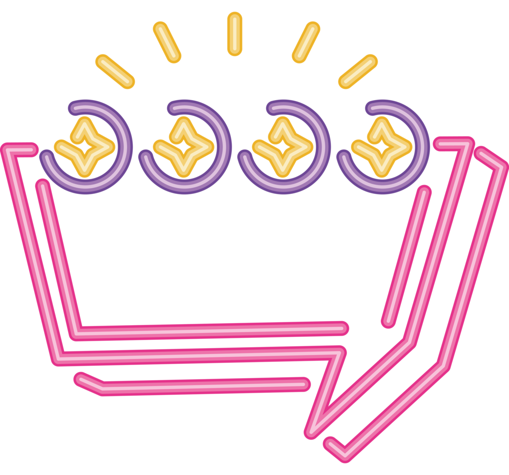 speech bubble and stars neon light label png