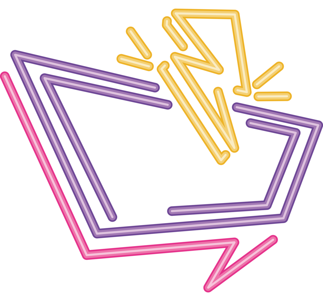 speech bubble and thunder neon light label png