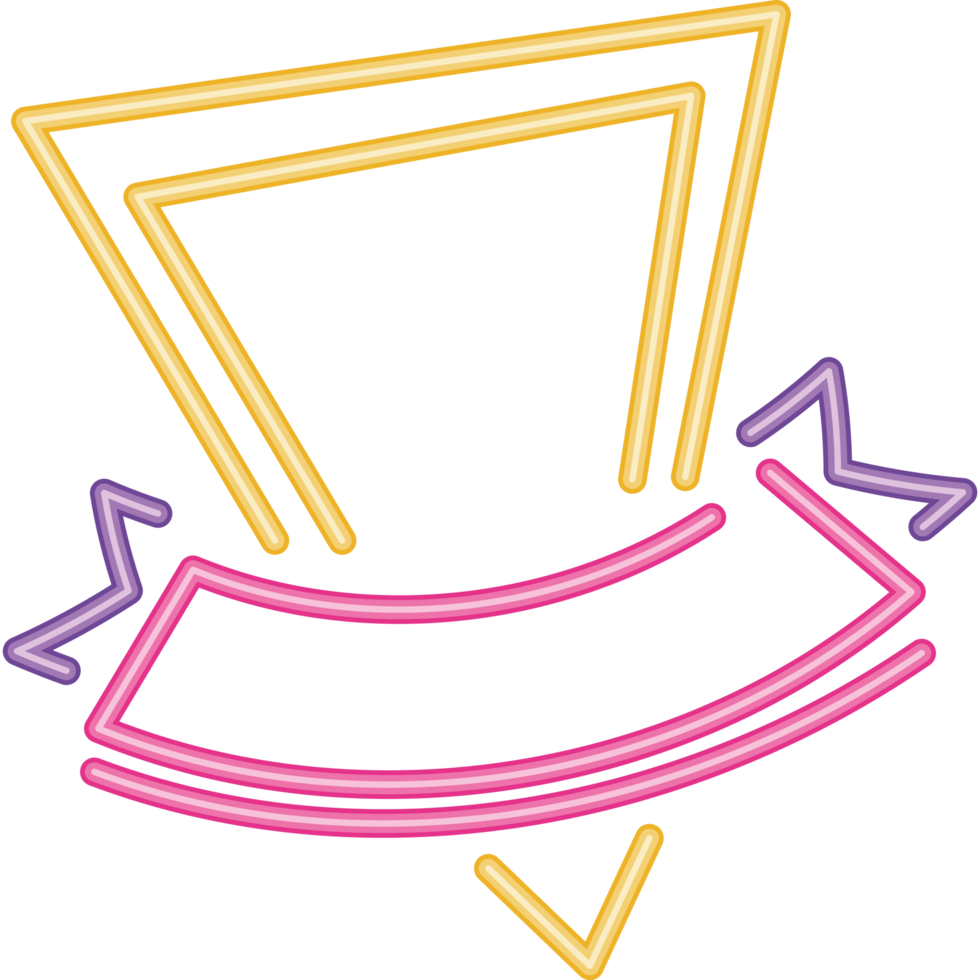 triangle and ribbon neon light label png