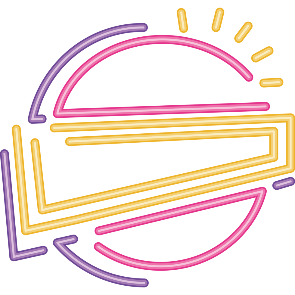 circle and triangle neon light label png