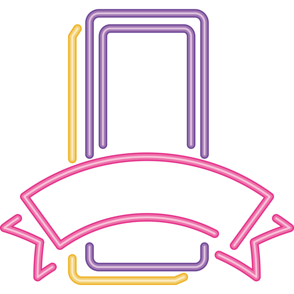 rectangle and ribbon neon light label png