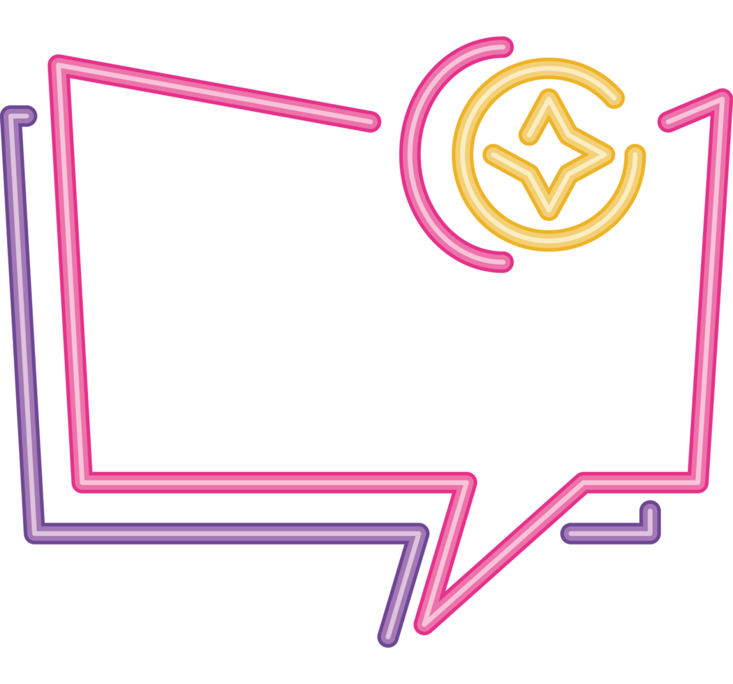 star and speech bubble neon light label png
