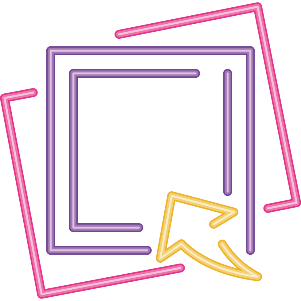 squares and arrow neon light label png