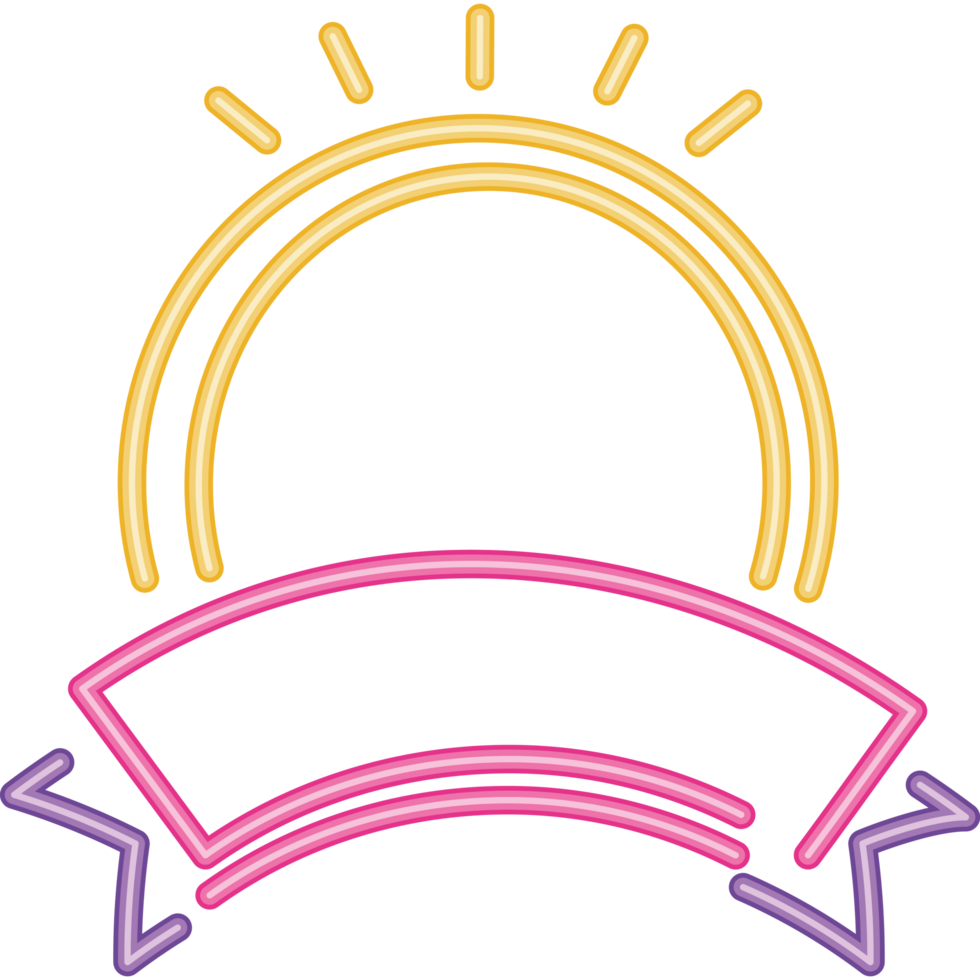 circle and ribbon neon light label png
