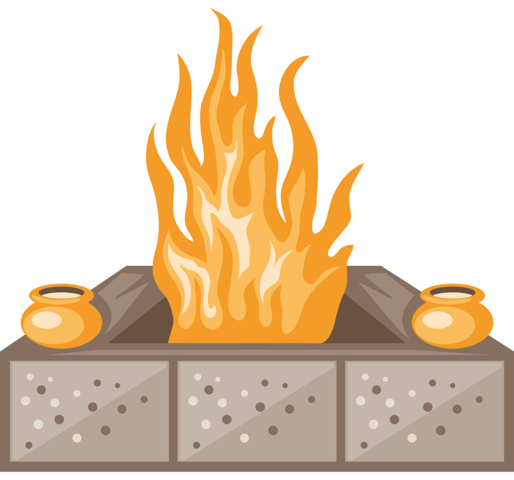 havan kund with kalashs ceremony png