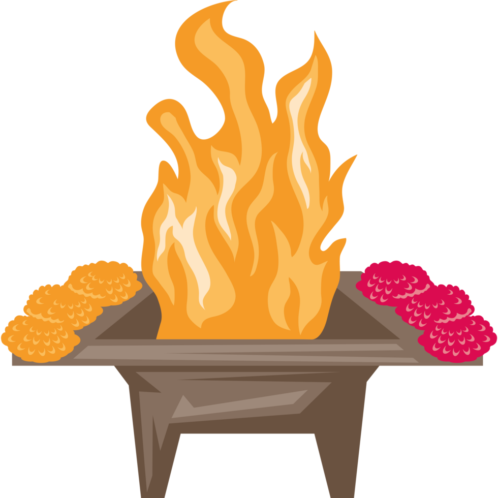 havan kund with yellow and red flowers png