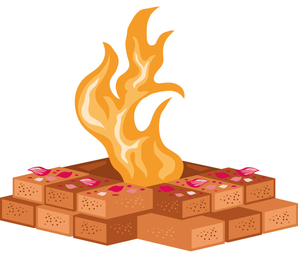 havan kund with bricks and petals png