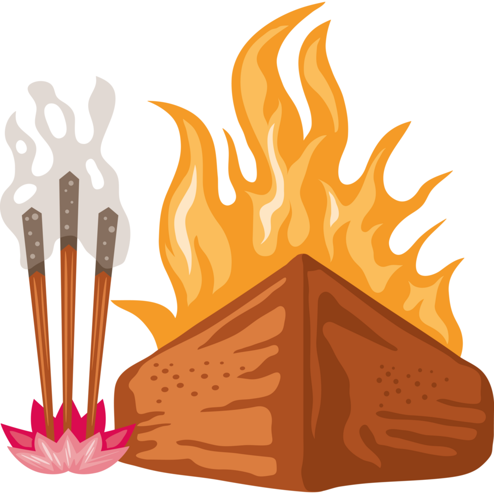 wooen havan kund with sticks and lotus png