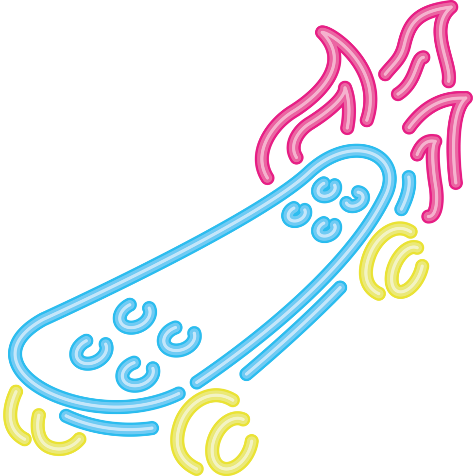 skateboard onfire sport neon style png